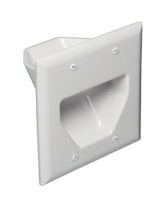 DataComm Electronics 45-0002-WH 2-Gang Recessed Cable Plate (White)