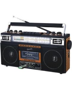 Supersonic SC-3201BT-WD Retro 4-Band Radio and Cassette Player with Bluetooth (Wood)